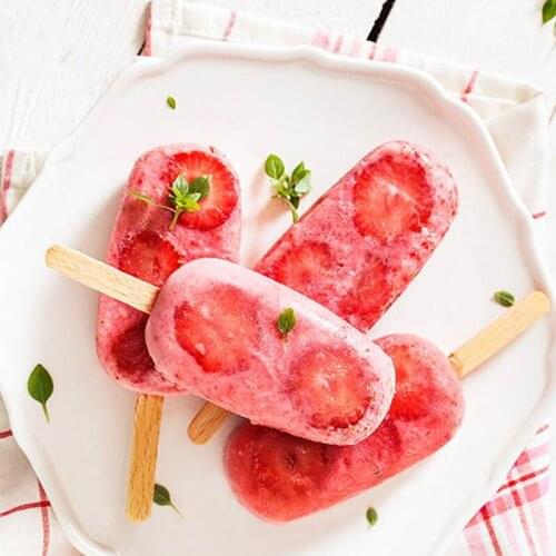 8 Cavity Ice Cream Silicone Mold DIY Molds Ice Cube Moulds Ice Cream Maker Dessert Molds Tray With Popsicle Thick material