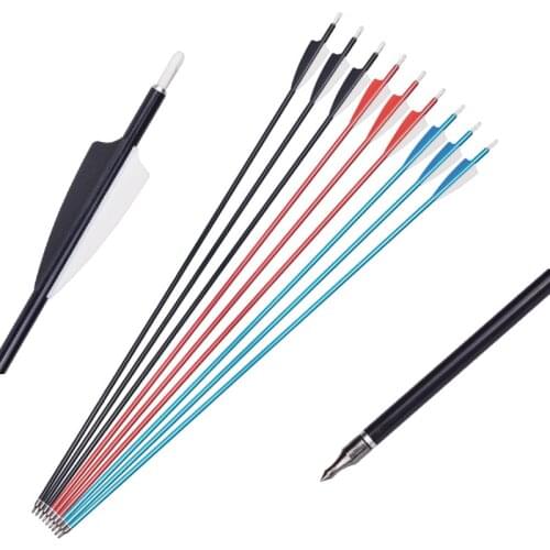 31.5 Inches Aluminum Arrow Spine 450 Diameter 7.6mm with Changable Point for Compound Recurve Bow Archery Hunting