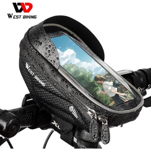 WEST BIKING Bicycle Bag High Quality EVA Waterproof Top Tube Bike Bag Touchscreen Cell Mobile Phone Bag 6.0in Phone Case Holder