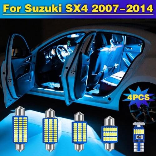 4pcs Error Free LED Bulbs Car Interior Dome Reading Light Trunk Lamp For Suzuki SX4 2007 2008 2009 2010 2011 2012 2013 2014