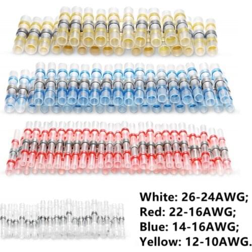 50/80/100Pcs Heat Shrink Connectors Solder Seal Waterproof Butt Terminals Insulated Wire Cable Marine Automobile Connector