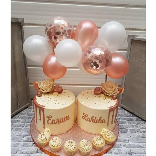 1set 10pcs 5inch Balloon Cake Topper Happy Adult Birthday Party Decor Cake Toppers Kids Baby Shower Wedding Decoration Supplies