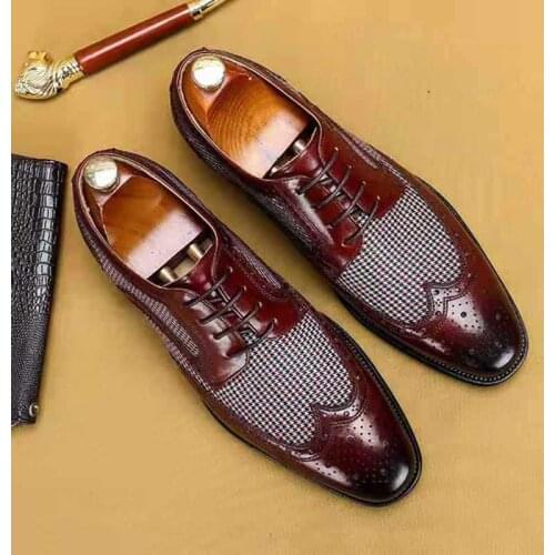 New Vintage Fashion Men Shoes Formal Dress Casual Leather Shoes Business Wedding Loafers Designer Brogue Office Shoes