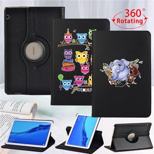For Huawei MediaPad T3 10 9.6"/MediaPad T5 10 10.1" Tablet Smart Case 360 Degrees Rotating PU Leather Flip Cover Cases