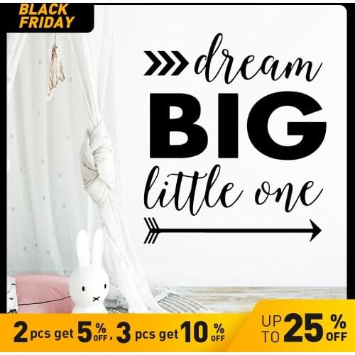 Diy dream big one Environmental Protection Vinyl Stickers For Kids Rooms Nursery Room Decor Wall Stickers Waterproof Wallpaper