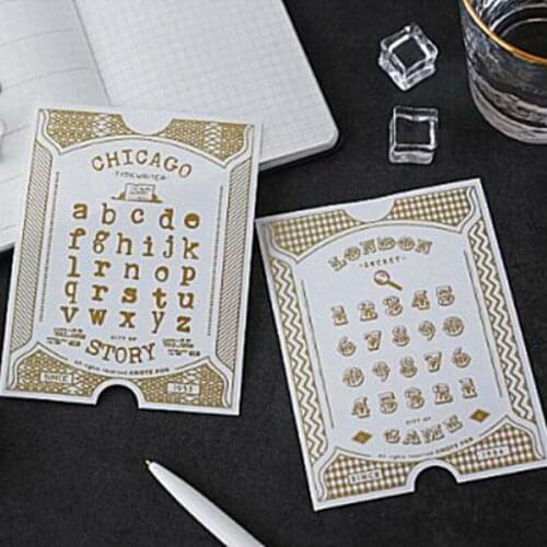 Vintage Alphabet Rub On Stickers Scrapbooking Material Gold Numbers Diary Journal Transfer Sticker DIY Hobby Craft Supplies