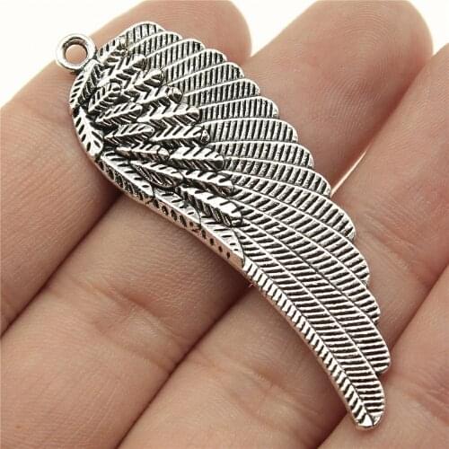 WYSIWYG 4pcs 55x19mm Angel Wings Charm Pendants Antique Silver Color Wing Pendants Charm Wings Charm For Jewelry Making