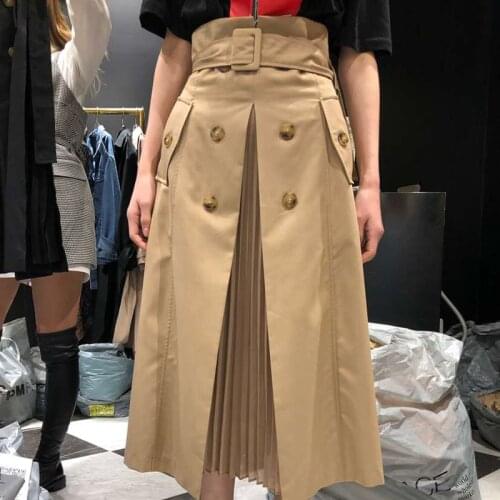 Women Skirt Cotton High Waist Irregular Skirts All Match Skirt Long Black Fashionable Ladies Summer Skirts 2020 Khaki