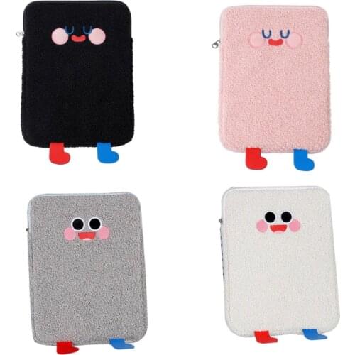 Tablet Protect Pouch Bag Case Sleeve Cute Cartoon Plush Laptop Cover Pocket Organizer Portable Storage Supplies