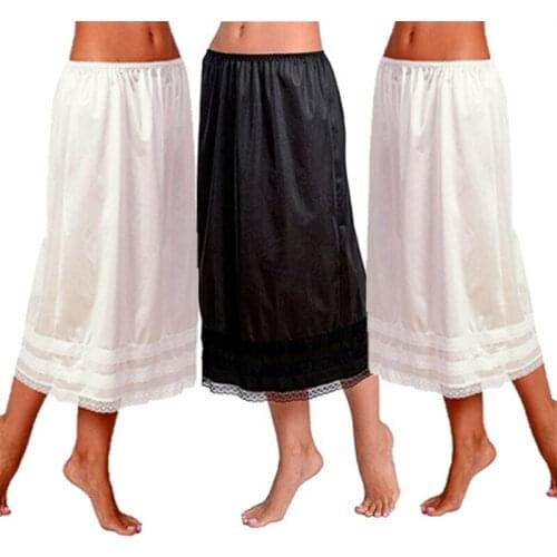 Womens Lace Underskirt Petticoat Under Dress Long Skirt Safety Skirt Oversize L-XXXL