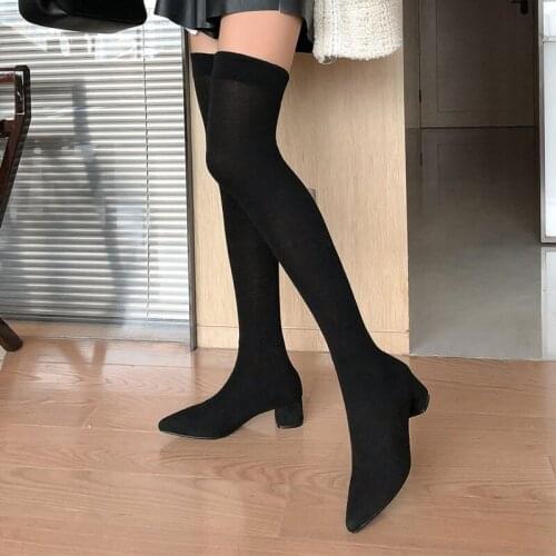 SKLFGXZY sexy socks Womens boots Knee-high boots stretch Boots socks The European Fashion female boots Womens shoes