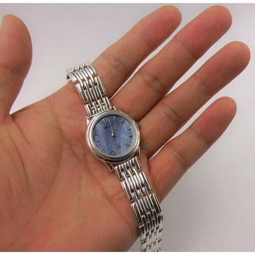 S925 Sterling Silver Vintage Thai Silver Quartz Watch Wide Strap Factory Wholesale Ladies Silver Watch Bracelet