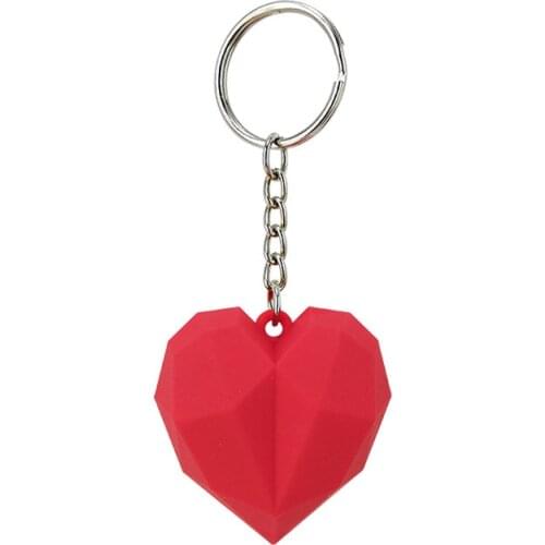 Geometric Facet Heart Keyring Women Red Love Peach Heart Keychains Bag Pendant Trinket Car Key Chain Lovers Valentines Day Gift