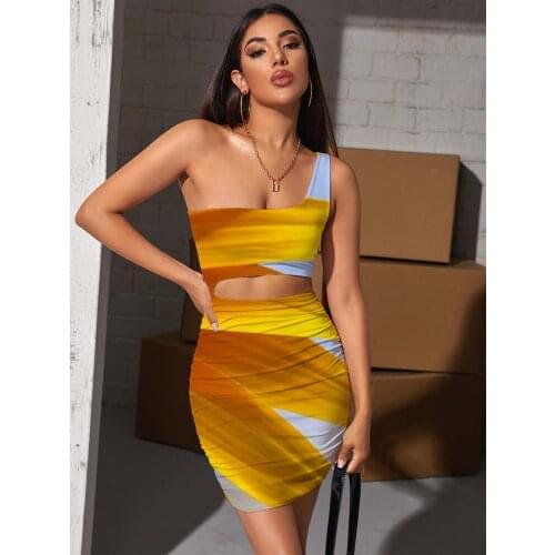 Giyu Brand Sunflower Dress Women Blue Sky Hollow out Dresses Harajuku 3d Print Womens Clothing Mini Evening Beach Beach Femme