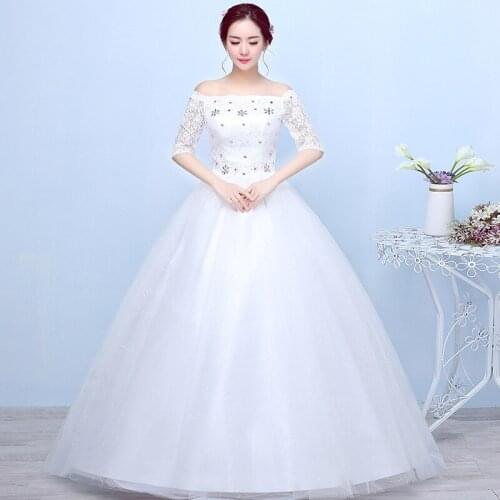 Plus Size Wedding Dress Bride Married Half Sleeved Wedding Dresses Ball Gowns Bridal Lace Up Dresses