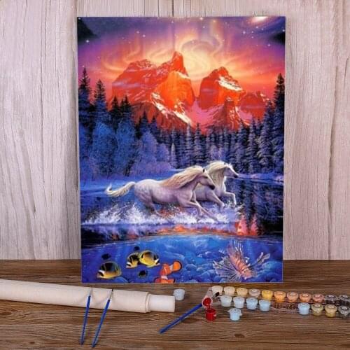 Animal Horse DIY Painting By Numbers Set Acrylic Paints 50*70 Picture By Numbers Photo Handmade For Children Wholesale