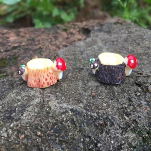 ZOCDOU 1 Piece Tree Stump Stool Stock Butt Model Small Statue Little Figurine Crafts Figure Ornament Miniatures Desk Zakka DIY