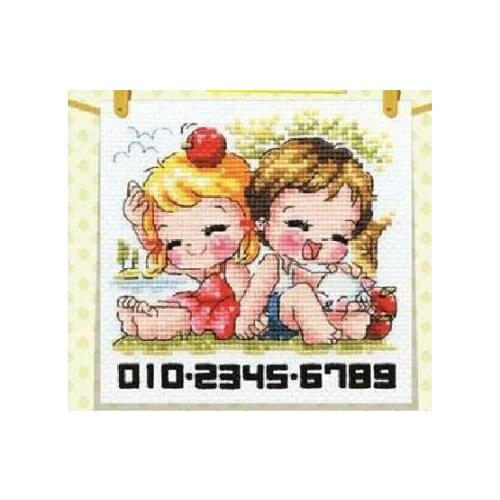 Gold Collection Lovely Counted Cross Stitch Kit Under the Apple Tree Boy and Girl Love Korean Cuties SO