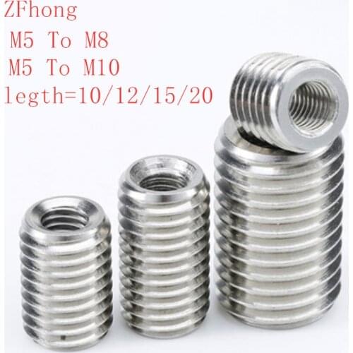 10pcs stainless steel 304 M5 inside m8 m10 outside thread Adapter screw wire thread insert sleeve Conversion Nut Coupler