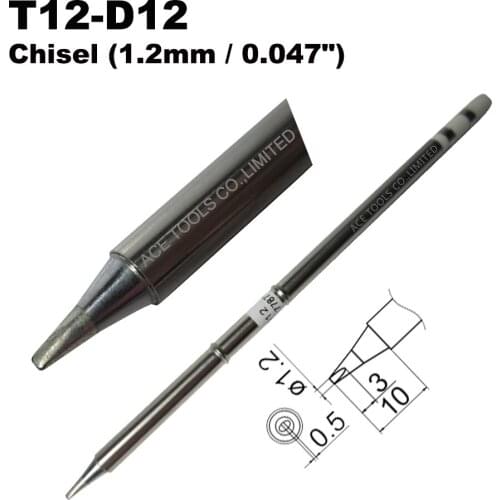 10 PCS T12-D12 Screwdriver 1.2mm Soldering Tip for HAKKO FX-951 FX-950 FX-952 FX-9501 FM-2028 FM202 Iron Pencil Bit Replacement
