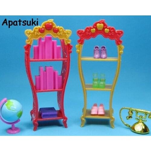 2pcs/lot Kids Playhouse Doll Furniture Plastic Shoes Rack For Barbie Doll House Storage Racks For Monster High Dolls