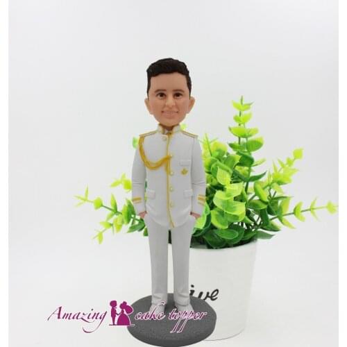 2019 AMAZING CAKE TOPPER Toys Cute boy in white uniform sculpture And Groom Gifts Ideas Customized Figurine Valentines Day