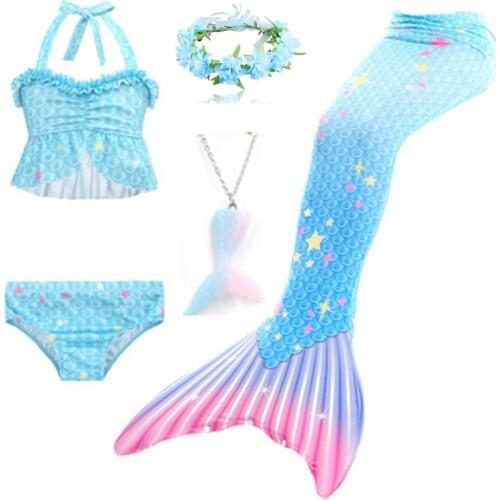 2021 Girls Mermaid Tail Swimming Costumes Cosplay Costume For Holiday Beach Clothes Mermaid Swimsuit for Kids Swimmable Dresses
