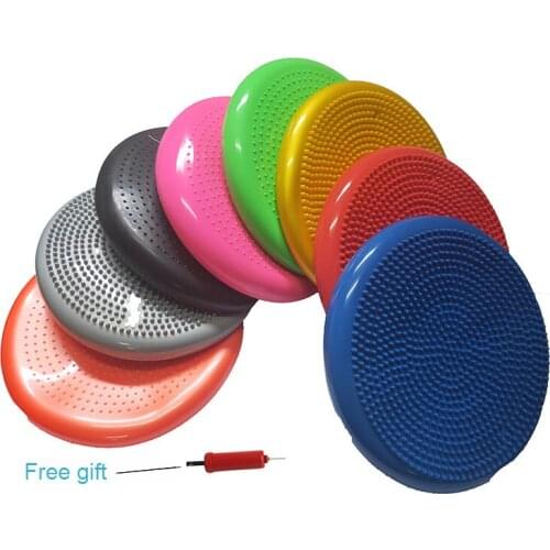 33cm Durable Inflatable Yoga Portable Massage Ball Pad Sports Gym Fitness Wobble Stability Balance Yoga Pad Cushion + Free Pump
