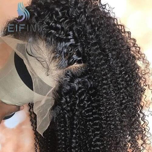 4X4 Afro Kinky Curly Lace Closure Wigs For Black Women 13x4 Brazilian Lace Front Human Hair Wig Bleacked Knots PrePlucked Eifini