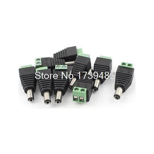 6 Pcs 2.1x5.5mm Male DC Power Plug Adapter Barrel Terminal Connector for CCTV