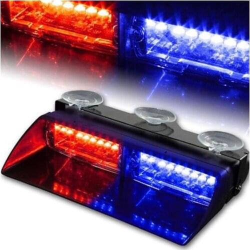 Car 16 LED Red/ Blue Police Strobe Flash Light Dash Emergency Flashing Light