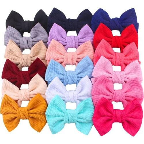 18 Pieces/Lot 4.5 Inch Solid Color Waffle Hair Bows for Girls Fabric Bow with Alligator Clips Hairpin Wholesale Kids Headwear