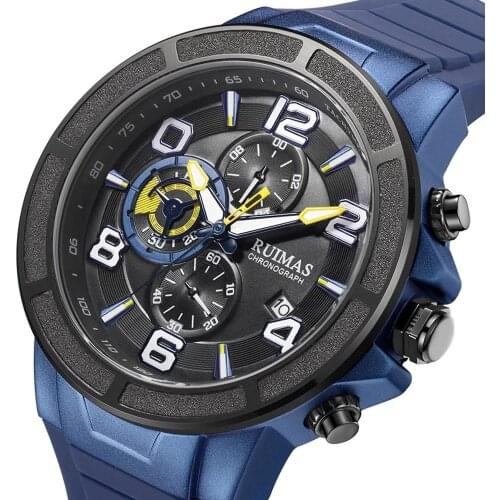 MEGIR RUIMAS Military Sport Watches Men Top Brand Chronograph Quartz Watch Man Waterproof Wristwatch Blue Relogio Masculino 587