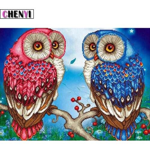 CHENYI DIY 5D Full Square Diamond Embroidery Cross Stitch Animal Diamond Painting Owl Handcraft Mosaic Rhinestones Decor Home