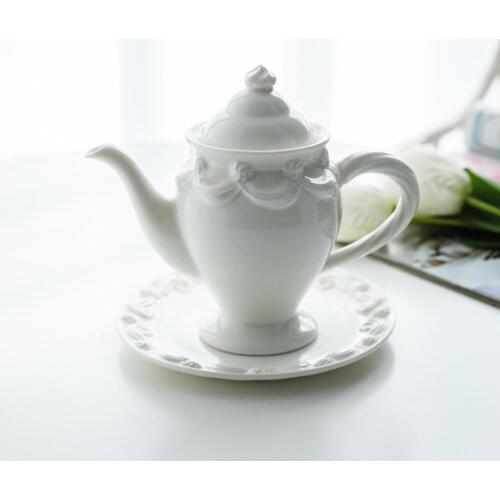 European style retro relief ceramic afternoon tea teapot western food kettle classical bottle dish set HP100502