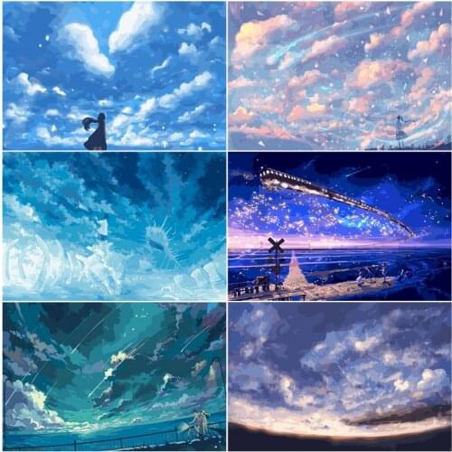 GATYZTORY DIY Painting By Numbers Kits Handmade 40x50cm Frame On Canvas Starry Sky Oil Picture Home Decor Artwork