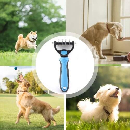 Pet Grooming Tool For Tangles Removing Double Sided Undercoat Rake For Cats And Dogs Safe Dematting Comb Shedding Pet Products