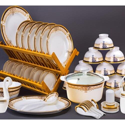 Jingdezhen Ceramic Dinnerware Set Ceramic Plates and Dishes Bowls 60pcs combination Tableware Ceramic Kitchen Tableware