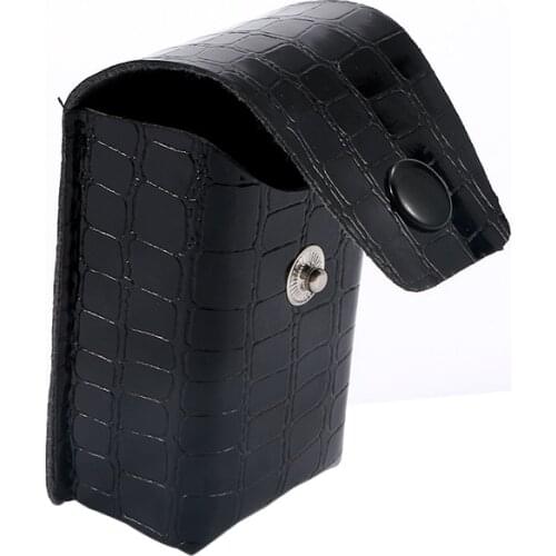 Faux Leather Press Buckle Folding Eyeglasses Case Clipped on Belt Glasses Box Black Presbyopic Glasses Leather Case with Clip