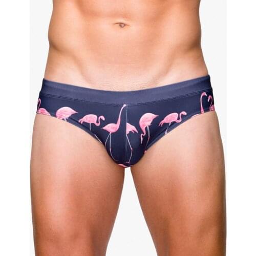 Sexy Flamingo Print Swimwear Mens Swimming Briefs Truks Bikinis Pool Low Waist Men Swimsuit Man Beach Surfing Shorts Swim Trunk