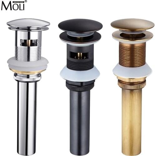 MOLI Brass Basin Sink Pop Up Drain Brass Drain Plug Bathroom Sink Pop up Drain Within and Without Overflow