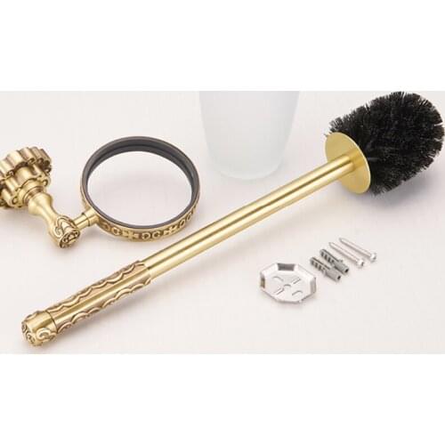 LTJ Antique Brass Toilet Brush and Holder Quick Drain Cleaning Brush Tools for Toilet Household WC Bathroom Accessories Sets