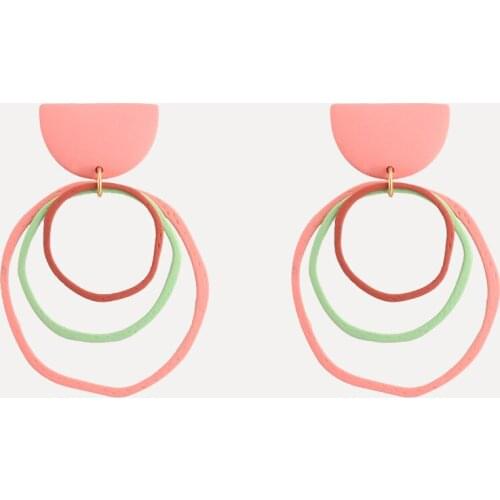 Trendy Cute Pink Drop Earrings For Women Girls Jewelry Female Baking Paint for Metal Round Circle Earrings Gift Brincos