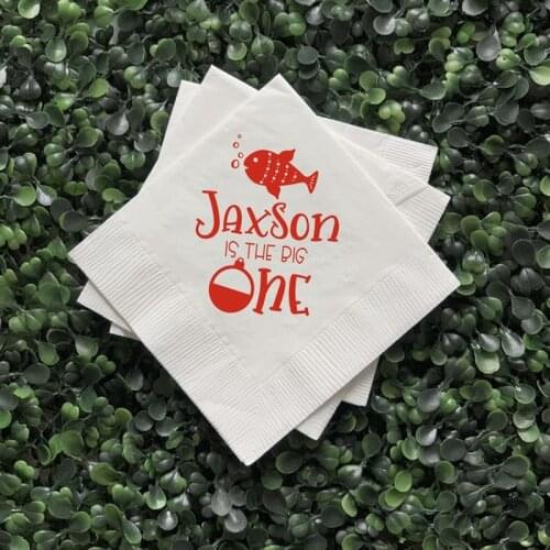 Custom The Big One Fish First Birthday Napkins, Personalised First Birthday Napkins, Little Fisherman Birthday,Birthday Party