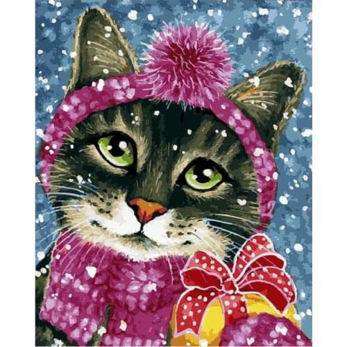 Animal Full Embroidery Mosaic Craft Cute Cat Diamond Painting Kits Beads Picture Wall Paper Rhinestones Drawing Christmas Gift