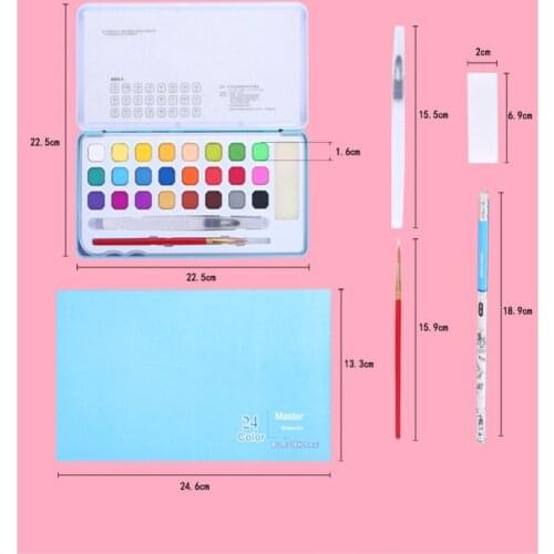 24 Colors professio Solid Watercolor Paint Set Macarons Water Color Pigment Portable Box With Water Brush Pen Art Supplies
