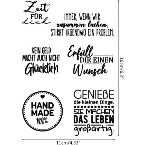 E7CB German Quotations Wishes Lettering Clear Stamps Elegant Card Making Stamps Card