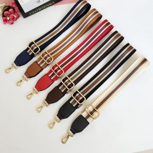 New Stripe Bag Straps Wide 3.8cm Fashion Women Shoulder Bag with Long Adjustable Length Accessories Cross-Body Hand Strap
