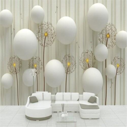 Beibehang papel de parede Custom Photo Wallpaper 3D Mural Wall Sticker White Ball Dandelion Background Wall wallpaper
