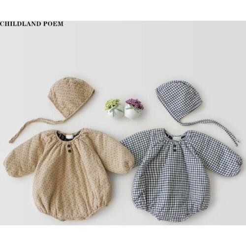 Baby Boy Clothes Winter Spring Baby Romper Newborn Cotton Thick Warm Plaid Baby Jumpsuit Boy Romper With Hat Baby Girl Romper